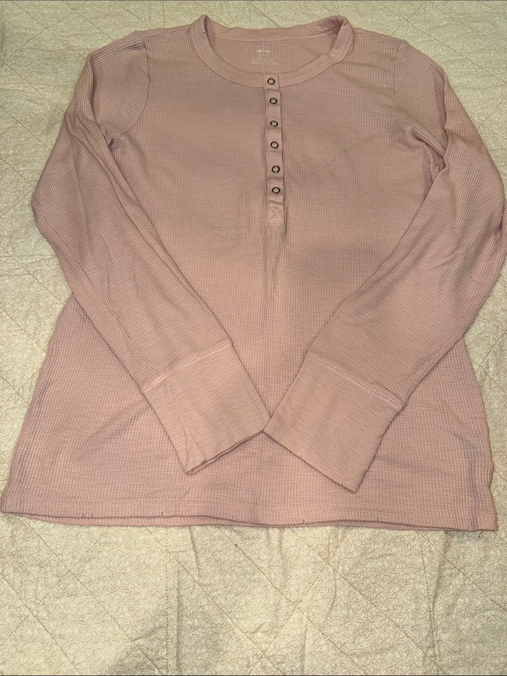 Aerie Distressed *like new* Henley Long Sleeve Top - Dusty Rose